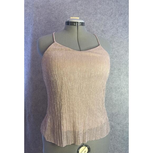 Express Pale Pink Shiny Cami, Women’s M, Metallic Spaghetti Strap New Years Eve - Picture 1 of 12